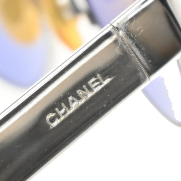 CHANEL CC Logo Sunglasses Eye Wear 06933 Metal Plastic Silver Blue Italy 63RF644 main image 6